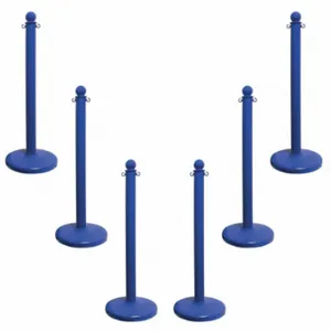 MR. CHAIN 96406-6 Medium Duty Stanchion, Outdoor or Indoor, 2 1/2 Inch Post Dia, 40 Inch Height, Blue | CT3WXM 52YA58