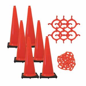 MR. CHAIN 97213-6 Traffic Cone Kit, Outdoor or Indoor, 36 Inch Size, Orange, UV Inhibited Polyethylene | CT3WXE 49DM69