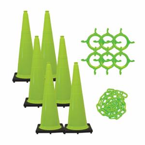 MR. CHAIN 97214-6 Traffic Cone Kit, Outdoor or Indoor, 36 Inch Size, Green, UV Inhibited Polyethylene | CT3WXC 49DM70