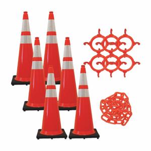 MR. CHAIN 97280-6 Traffic Cone Kit, Outdoor or Indoor, 36 Inch Size, Orange, UV Inhibited Polyethylene | CT3WXF 49DM72