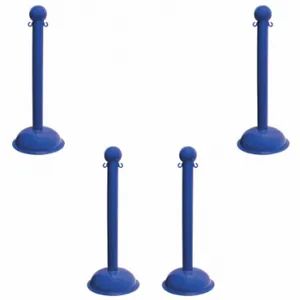 MR. CHAIN 99906-4 Heavy Duty Stanchion, Outdoor or Indoor, 3 Inch Post Dia, 41 Inch Height, Blue, 4 PK | CT3WWW 52YA60