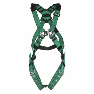 MSA 10197215 Harness, Standard, Back, Hip D Ring, Tongue Buckle, Green | CJ7TEP