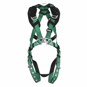 MSA 10197218 Harness, Extra Small, Back, Shoulder D Ring, Tongue Buckle, Green | CJ7TEH