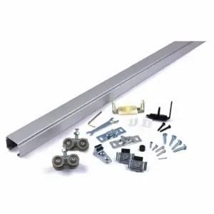 NATIONAL GUARD SLAL-250-PD-96 Track Kit, Sliding Door, Aluminum, Brushed Aluminum, 96 Inch Length In | CT3ZPL 55JJ34