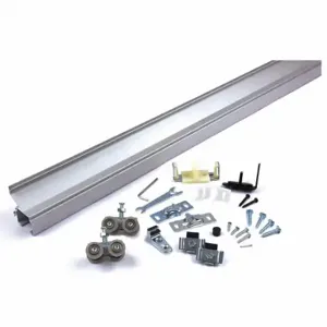 NATIONAL GUARD SLAL-250-SW-60 Track Kit, Sliding Door, Aluminum, Brushed Aluminum, 60 Inch Length In, Ball, Silver | CT3ZPF 55JJ25