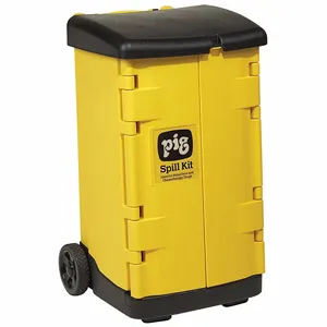 PIG PAK22014 Empty Caddy, 24.11 Inch X 23.5 Inch X 38.25 Inch Container Size, Yellow, 7 Inch Wheel Size | CT7UKR 796JA6