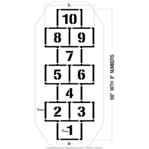 NEWSTRIPE 10003336 Traditional Hopscotch Playground Stencil, Pack of 2 | AG8HBZ