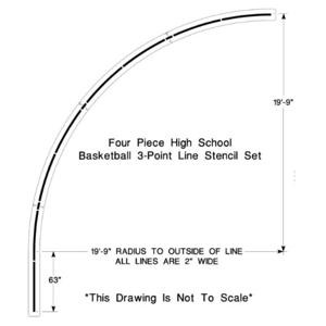 NEWSTRIPE 10003651 Baskteball 3 Point Line Stencil, Highschool | CE2GXP