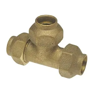 NIBCO 6069800 Pipe Tee With Nut, 3/4 Inch Size, Bronze | BU4NXX