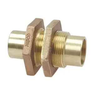 NIBCO B350400 Bulkhead Fitting, 1 Inch Size, C End Style, Bronze | BU4QFZ