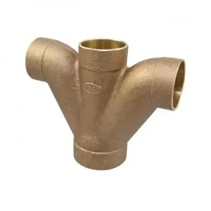 NIBCO E277550 Double DWV Long Turn Tee, 2 x 1-1/2 x 1-1/2 x 1-1/2 Inch Size, Bronze | BU4WFY