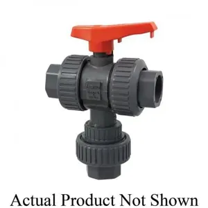 NIBCO MA986AB Ball Valve, 3 Way, 1-1/4 Inch Valve Size, Socket End Style, PVC Body | BZ4WCF