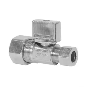 NIBCO ND613L6 Stop Valve, 5/8 x 3/8 Inch Size, Compression End Style, 125 Psi, Copper Alloy Body | BQ4UZR