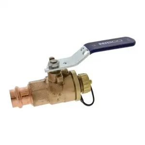 NIBCO NF84C68 Ball Valve, 2 Piece, 3/4 Inch Valve Size, Female Press x Hose End Style, Bronze Body | CA3PEU