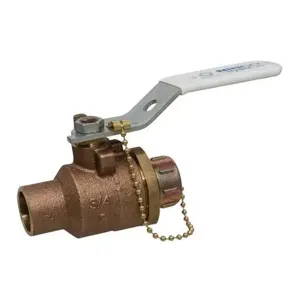 NIBCO NJ838H8 Ball Valve, 2 Piece, 3/4 Inch Valve Size, Solder x Hose End Style, Bronze Body | CC8YZE