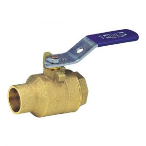 NIBCO NJ83A0A Ball Valve, 2 Piece, 1 Inch Valve Size, NPT x Solder End Style, Bronze Body | CB8HPF