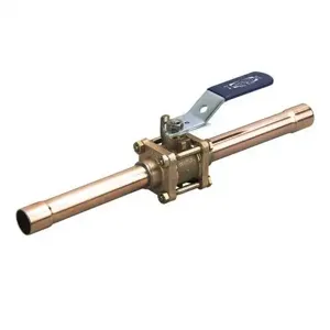 NIBCO NJ93HE8 Ball Valve, 3 Piece, 3/4 Inch Valve Size, Copper Stub End Style, Bronze Body | CA9GJE