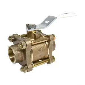 NIBCO NJ93028 Ball Valve, 3 Piece, 3/4 Inch Valve Size, Solder End Style, Silicon Bronze Body | BU4MHX