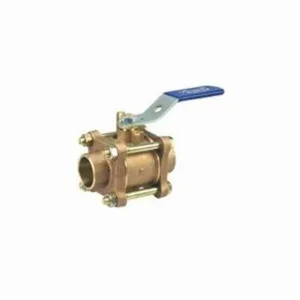 NIBCO NJ9300D Ball Valve, 3 Piece, 2 Inch Valve Size, Solder End Style, Bronze Body | CB9JKG