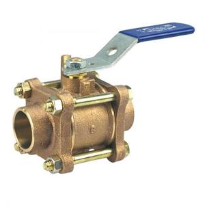 NIBCO NJ9370C Ball Valve, 3 Piece, 1-1/2 Inch Valve Size, Solder End Style, Bronze Body | BY7AHF