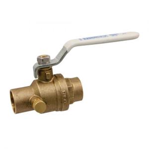 NIBCO NJ999XA Ball Valve, 2 Piece With Drain Port and Cap, 1 Inch Valve Size, Solder End Style, Brass Body | CC4KMQ