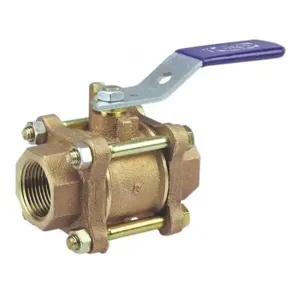 NIBCO NL97W1C Ball Valve, 3 Piece, 1-1/2 Inch Valve Size, NPT End Style, Bronze Body | CC6PXH