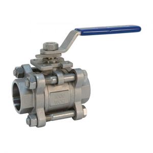 NIBCO NL99F5C Ball Valve, 3 Piece, 1-1/2 Inch Valve Size, Socket Welded End Style, Stainless Steel Body | BZ4VZM