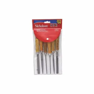 NICHOLSON 22062NNN File Set6Pc4In Assortmen, Includes Handle, 6 Pieces, Bastard Cut, Pouch | CT4CDE 24H183