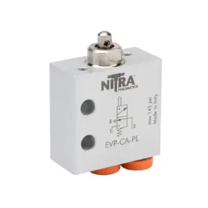 NITRA EVP-CA-PL Manual Valve, 2-Port, 2-Position, N.C., Metal Plunger, Spring Return, Axial Ports | CV8EUU