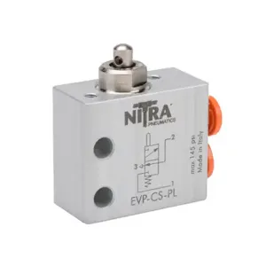 NITRA EVP-CS-PL Manual Valve, 2-Port, 2-Position, N.C., Metal Plunger, Spring Return, Side Ports | CV8EUV