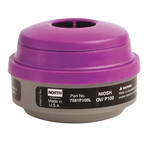 NORTH BY HONEYWELL 7581P100L Combination Cartridge/Filter, Organic Vapor/P100, Black/Magenta, Threaded, 1 Pair | CH9WQL 16M230