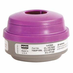 NORTH BY HONEYWELL 7582P100L Combination Cartridge/Filter, Acid Gas, Magenta/White, Threaded, 1 Pair | CH9WQH 16M231