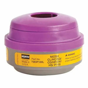 NORTH BY HONEYWELL 7583P100L Combination Cartridge/Filter, Acid Gas/Organic Vapor, Magenta/Yellow Color | CH9WQJ 16M232