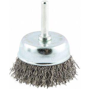 NORTON ABRASIVES 66252838860 2-1/4 Inch Crimped Wire Cup Brush, Shank Mounting, 0.014 Inch Wire Dia. | CD2HZW 416M66