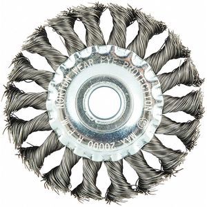 NORTON ABRASIVES 66252839011 4 Inch Knotted Wire Wheel Brush, Arbor Hole Mounting, 0.014 Inch Wire Dia. | CD2HZQ 416M55