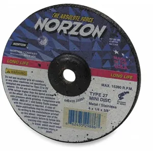 NORTON ABRASIVES 66252843324 Ceramic Depressed Center Wheels, 7/8 Inch Arbor, 13, 580 Max. RPM | CD2KHV 3UX04