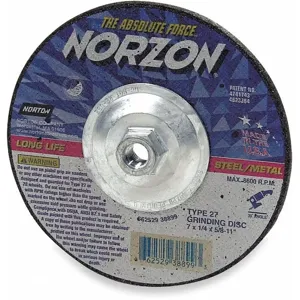 NORTON ABRASIVES 66252843323 Ceramic Depressed Center Wheels, 5/8 Inch -11 Arbor, 13, 580 Max. RPM | CD2HER 3UX05