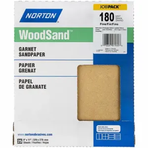 NORTON ABRASIVES 07660701580 Sandpaper Sheet, 9 Inch Width X 11 Inch Length, Garnet, 180 Grit | CT4EZL 804JP2