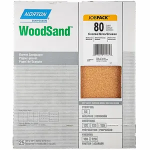 NORTON ABRASIVES 07660701584 Sandpaper Sheet, 9 Inch Width X 11 Inch Length, Garnet, 80 Grit | CT4EZM 804JP5