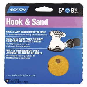 NORTON ABRASIVES 07660749159 Hook And Loop Sanding Disc Set, 5 Inch Size, Aluminum Oxide, Paper, 8 Hole, 4Pk | CJ2LLR 436D98