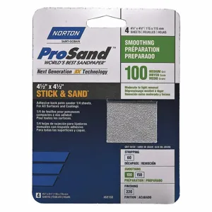 NORTON ABRASIVES 07660768173 Sandpaper Sheet, 100 Grit, 11 Inch Length, 9 Inch Width, Aluminum Oxide, 20Pk | CJ3GPG 45MY86