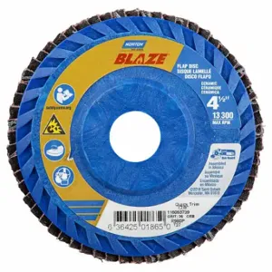 NORTON ABRASIVES 63642501865 Flap Disc, Type 27, 4 1/2 Inch x 7/8 Inch, Ceramic, 36 Grit, Plastic Bk, Std Density | CT4EHM 804HU5