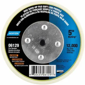 NORTON ABRASIVES 63642506129 Low Profile Hook-and-Loop Disc Backup Pad, 5 Inch Dia, 5/16 Inch-24 Threaded-Shank | CT4DWZ 804KE5