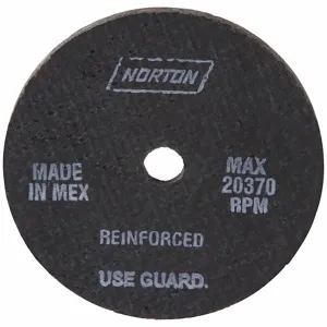 NORTON ABRASIVES 66243501409 Straight Grinding Wheel, 3/8 Inch Arbor, 1/4 Inch Thick, 20, 370 Max. RPM | CD3UDX 436D88