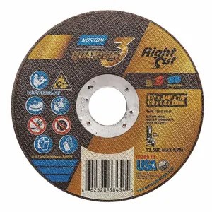 NORTON ABRASIVES 66252838454 Abrasive Cut-Off Wheel, 4 1/2 Inch Wheel Dia., Ceramic, 7/8 Inch Hole Size | CH9NAK 54YL89