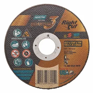 NORTON ABRASIVES 66252838455 Abrasive Cut-Off Wheel, 4 1/2 Inch Wheel Dia., Ceramic, 7/8 Inch Hole Size | CH9NBC 54YL90