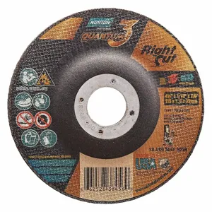 NORTON ABRASIVES 66252838456 Abrasive Cut-Off Wheel, 4 1/2 Inch Wheel Dia., Ceramic, Type 27, 7/8 Inch Hole Size | CH9NBU 54YL91