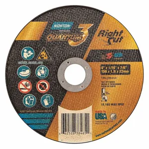 NORTON ABRASIVES 66252838465 Abrasive Cut-Off Wheel, 6 Inch Wheel Dia., Ceramic, 7/8 Inch Hole Size | CH9NCC 54YL96