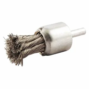 NORTON ABRASIVES 66252838885 End Brush, 1 Inch Dia., 1/4 Inch Abrasive Shank Size, 0.006 Inch Wire Dia. | CJ2CMU 416M31