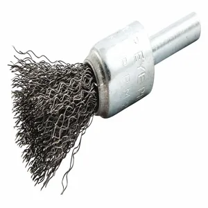 NORTON ABRASIVES 66252838889 1/2 Inch Crimped Wire End Brush, 1/4 Inch Shank, 0.006 Inch Wire Dia. | CD2JAX 416N50